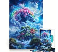 Puzzle da 1000 pezzi "Lupo Arcobaleno tra le Nuvole" per adolescenti, stimola la memoria, rilassante, taglio premium, sorpresa di compleanno (38x52cm)
