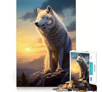 Puzzle da 1000 pezzi "Lupo bianco al tramonto" per adulti,gioco di abilità mentale,taglio laser per un incastro perfetto,attività gratificante per le giornate di pioggia (50x75cm)