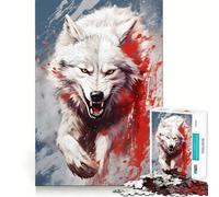 Puzzle da 1000 pezzi "Lupo Bianco Arrabbiato" per Adulti,Gioco di Sfida Mentale,Taglio Preciso,Allineamento Perfetto,Divertimento in Famiglia,Attività Serale (50x75cm)