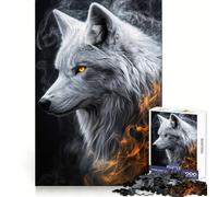 Puzzle da 1000 pezzi "Lupo bianco con fuoco" per adulti Puzzle che stimola la memoria, per un momento di svago rilassante Taglio di qualità Regalo memorabile (38x52cm)