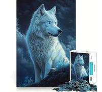 Puzzle da 1000 pezzi "Lupo bianco dagli occhi azzurri" per ragazzi,gioco di concentrazione mentale,tagli di precisione,bordi lisci,ideale come regalo di Natale (50x75cm)