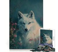 Puzzle da 1000 pezzi "Lupo Bianco in Fiore" per adolescenti, stimolante per la mente, ideale per una fuga consapevole, con bordi definiti, regalo stagionale (38x52cm)