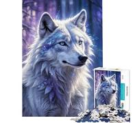 Puzzle da 1000 pezzi - Lupo bianco in inverno giocattolo educativo gioco impossibile ideale per passare il tempo durante le vacanze o come regalo di compleanno (dimensioni 38x52cm)