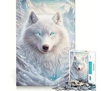 Puzzle da 1000 pezzi "Lupo Bianco in Inverno" per ragazzi,divertente da giocare,con incastri precisi e senza spazi vuoti,ideale per una serata in famiglia (38x52cm)