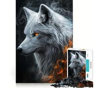 Puzzle da 1000 pezzi "Lupo Bianco nel Fumo" per Ragazzi,Gioco Stimolante per la Mente,Incastri Perfetti,Senza Spazi Rilassanti,Attività Rilassante di Gruppo al Chiuso (38x26cm)