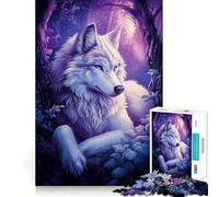 Puzzle da 1000 pezzi "Lupo Bianco nella Foresta",gioco di abilità mentale,incastro stabile,parti che non si spostano,passatempo divertente per i lunghi weekend (38x52cm)