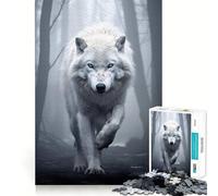 Puzzle da 1000 pezzi "Lupo Bianco nella Foresta Nebbiosa" per ragazzi,gioco di memoria,divertente,senza soluzione di continuità,attività di gruppo rilassante da fare in casa (50x75cm)