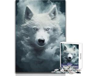 Puzzle da 1000 pezzi Lupo bianco spettrale Giocattoli Giochi educativi Analisi e logica Regali di Babbo Natale segreto Dimensioni 38x26cm