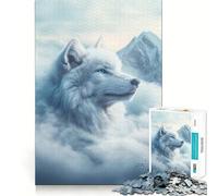 Puzzle da 1000 pezzi Lupo Bianco tra le Nuvole per adulti,gioco di memoria divertente,componenti robusti e ben definiti, alleviare lo stress (50x75cm)