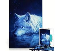 Puzzle da 1000 pezzi "Lupo blu nella notte",incastro perfetto,attività di gioco intelligente,divertimento per il tempo libero,regalo di compleanno 38x52cm