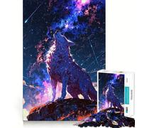 Puzzle da 1000 pezzi Lupo celeste che ulula sotto le stelle Gioco di precisione e divertente per stimolare la mente e creare momenti di pace, (38x26cm)