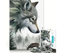 Puzzle da 1000 pezzi "Lupo Cervo Foresta" per adolescenti,gioco di abilità mentale,taglio laser per un incastro perfetto,rilassante attività di gruppo al chiuso (38x26cm)