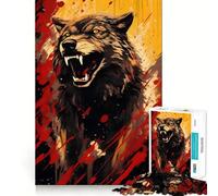 Puzzle da 1000 pezzi "Lupo che ruggisce" - Divertimento e allenamento mentale - Pezzi a incastro precisi - Un hobby affascinante per i momenti di svago (38x26cm)