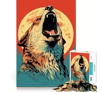 Puzzle da 1000 pezzi "Lupo che ulula alla luna di sangue" - Gioco cognitivo divertente con struttura a incastro precisa,attività per rafforzare i legami affettivi (50x75cm)