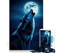 Puzzle da 1000 pezzi "Lupo che ulula alla luna" divertimento e allenamento mentale,pezzi che si incastrano perfettamente,un hobby affascinante per i momenti di svago (50x75cm)
