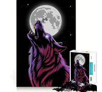 Puzzle da 1000 pezzi "Lupo che ulula alla luna" divertimento e allenamento mentale,pezzi che si incastrano perfettamente,un hobby affascinante per i momenti di svago (38x52cm)