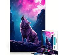 Puzzle da 1000 pezzi "Lupo che ulula alla luna" per adulti,gioco di potenziamento mentale,taglio laser per un incastro perfetto,divertimento in famiglia,attività serale (38x52cm)