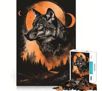 Puzzle da 1000 pezzi "Lupo che ulula alla luna" per adulti,gioco stimolante per la mente,superficie liscia e priva di sbavature,hobby affascinante per i momenti di svago (50x75cm)