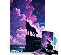 Puzzle da 1000 pezzi "Lupo che ulula nel cielo notturno" per adulti,gioco di problem solving di livello professionale,attività rilassante di gruppo al chiuso (50x75cm)