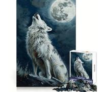 Puzzle da 1000 pezzi "Lupo che ulula nella notte di luna" per adolescenti, stimolante per il pensiero creativo, con incastro preciso e ideale come regalo (38x26cm)