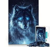 Puzzle da 1000 pezzi Lupo dagli occhi azzurri Disegno dal taglio preciso,attività di gioco intelligente,momento di gioco rilassante,regalo di compleanno 50x75cm