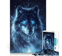 Puzzle da 1000 pezzi Lupo dagli occhi azzurri Gioco di precisione,divertente e creativo,gioco rilassante,regalo di Natale per la tranquillità 38x52cm