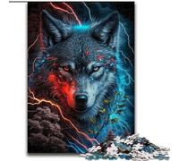 Puzzle da 1000 pezzi "Lupo dagli occhi rossi" in legno, perfetto per decorare la casa o l'ufficio, regalo di Natale ideale, 50x75cm, decorazione artistica fai da te, regalo di compleanno perfetto