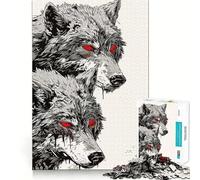 Puzzle da 1000 pezzi "Lupo dagli occhi rossi" per adulti, gioco intelligente, rilassante e divertente, con un motivo da assemblare, un regalo prezioso (50x75cm)