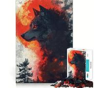 Puzzle da 1000 pezzi "Lupo e Luna di Sangue" per adulti,gioco di potenziamento mentale,taglio laser per un incastro perfetto,divertimento in famiglia,attività serale (50x75cm)