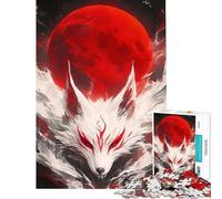 Puzzle da 1000 pezzi Lupo e Luna Giappone Difficile e stimolante Migliora la memoria Giocattolo decorativo per la casa per ragazzi dai 14 anni in su (50x75cm)