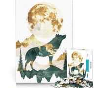 Puzzle da 1000 pezzi "Lupo e Luna - Montagna" - Divertimento e allenamento mentale,pezzi che si incastrano perfettamente,hobby affascinante per i momenti di svago (38x26cm)