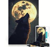 Puzzle da 1000 pezzi "Lupo e Luna - Paesaggio" per adulti,ideale per un gioco divertente e rilassante,con taglio laser di alta qualità Dimensioni 38x26cm