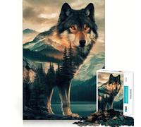 Puzzle da 1000 pezzi "Lupo e Montagna - Doppia Esposizione" per ragazzi,stimolante per le capacità cognitive,divertente,con incastro sicuro e senza pezzi che si staccano,un modo coinvolgente
