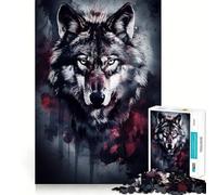 Puzzle da 1000 pezzi "Lupo Guardiano dagli Occhi Rossi" per adolescenti, gioco di logica mentale, tranquillo, con taglio preciso, ideale come regalo di Babbo Natale (38x26cm)
