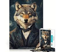Puzzle da 1000 pezzi "Lupo in abito elegante" per adulti,gioco di problem solving di livello professionale,attività rilassante di gruppo al chiuso (50x75cm)