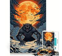 Puzzle da 1000 pezzi "Lupo mannaro e luna ululante",gioco creativo che stimola la mente Componenti robusti e facili da tagliare,ideale per i viaggi Regalo perfetto (38x26cm)