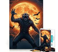 Puzzle da 1000 pezzi "Lupo mannaro e luna ululante" per adulti,gioco divertente e di richiamo,montaggio sicuro e stabile,attività serale per tutta la famiglia (50x75cm)