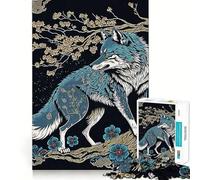 Puzzle da 1000 pezzi "Lupo Mistico Giappone" per adulti e ragazzi, gioco di logica, divertimento rilassante, bordi netti, regalo memorabile (50x75cm)