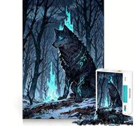 Puzzle da 1000 pezzi "Lupo mistico nella foresta invernale" per ragazzi, un gioco divertente e stimolante per la mente, con dettagli nitidi e da collezione (38x26cm)