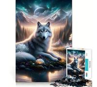 Puzzle da 1000 pezzi Lupo mistico nella foresta per ragazzi, gioco stimolante per il pensiero creativo, facile e rilassante, con tagli precisi, (38x52cm)