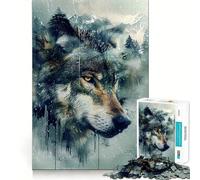 Puzzle da 1000 pezzi "Lupo mistico nella natura selvaggia" per adulti e ragazzi, gioco di logica, relax, taglio perfetto, oggetto da regalo di Babbo Natale (38x26cm)