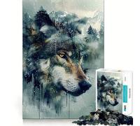 Puzzle da 1000 pezzi "Lupo mistico nella natura selvaggia" per adulti, gioco di logica e rilassamento, bordi affilati, regalo di alta qualità (50x75cm)