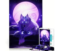 Puzzle da 1000 pezzi "Lupo mistico sotto una luna viola" per adolescenti, ideale per rafforzare la memoria, perfetto per la casa e il tempo libero, con bordi puliti e un regalo prezioso (50x75cm)