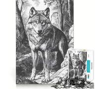 Puzzle da 1000 pezzi "Lupo nel bosco" per adolescenti,gioco di memoria e concentrazione,taglio di qualità professionale,attività rilassante di gruppo al chiuso (38x26cm)