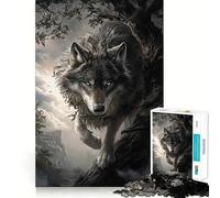 Puzzle da 1000 pezzi "Lupo nel bosco" per adulti,gioco stimolante per la mente,superficie liscia e priva di sbavature,hobby affascinante per i momenti di svago (38x52cm)