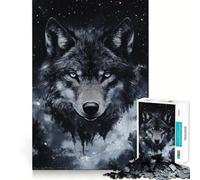 Puzzle da 1000 pezzi "Lupo nel cielo notturno" per adulti,gioco di potenziamento mentale,taglio laser per un incastro perfetto,divertimento in famiglia,attività notturna (38x26cm)