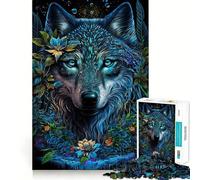 Puzzle da 1000 pezzi Lupo nel mandala della giungla - Gioco di logica e divertimento - Design a incastro perfetto riunioni di famiglia (38x52cm)