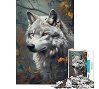 Puzzle da 1000 pezzi Lupo nella foresta autunnale Gioco educativo per un gioco stimolante e divertente Regalo perfetto per le vacanze a casa (Dimensioni 50x75cm)