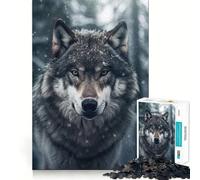 Puzzle da 1000 pezzi "Lupo nella foresta innevata" per ragazzi,gioco di abilità mentale,taglio laser per un incastro perfetto,rilassante attività di gruppo al chiuso (50x75cm)