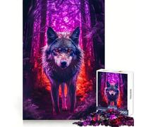 Puzzle da 1000 pezzi "Lupo nella foresta oscura" per adolescenti, stimola la memoria, rilassa la mente, divertente, si incastra perfettamente, perfetto per Natale (38x26cm)